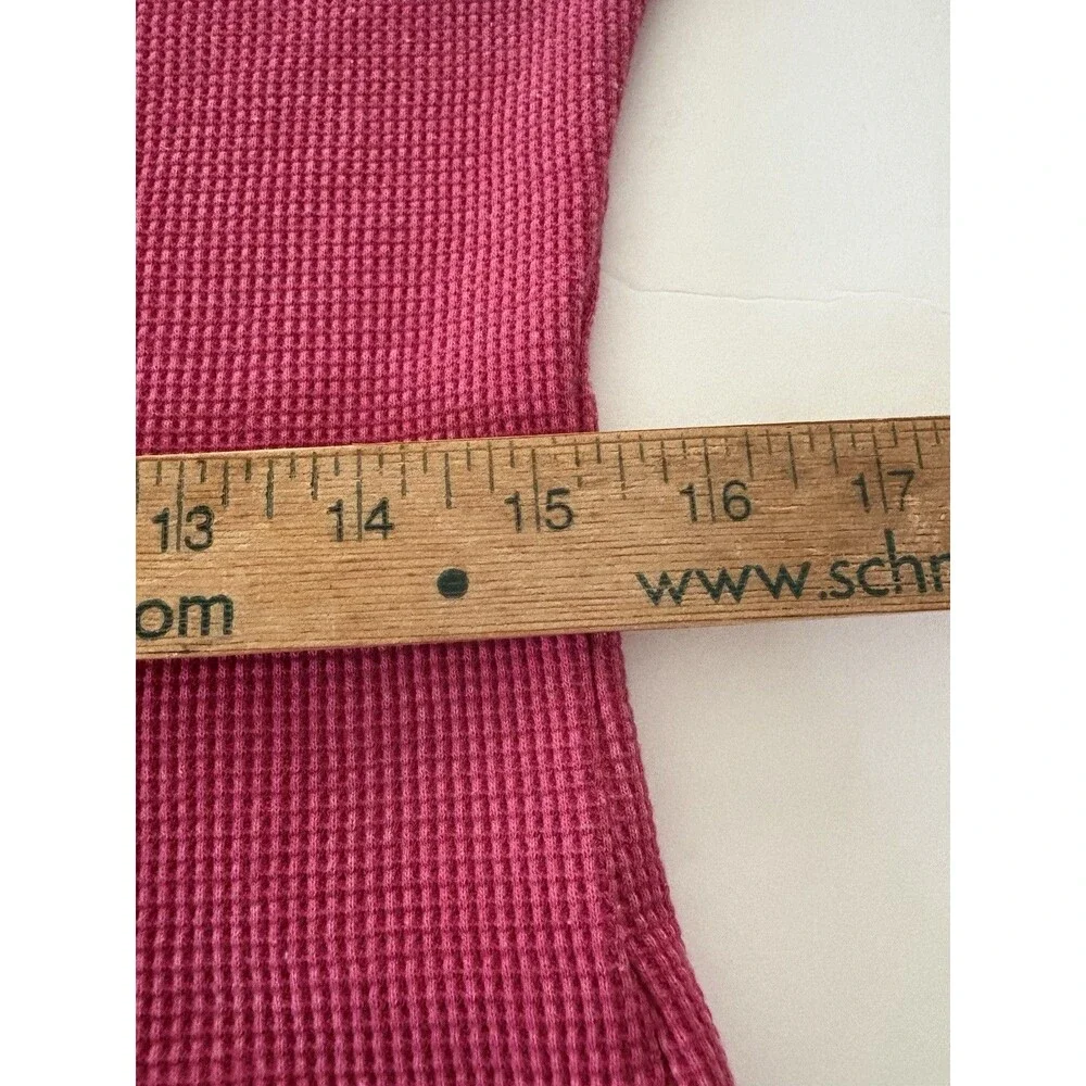 Pilcro Anthropologie Thermal Shirt Size L Pink Waffle Knit  V-Neck - Picture 6 of 12
